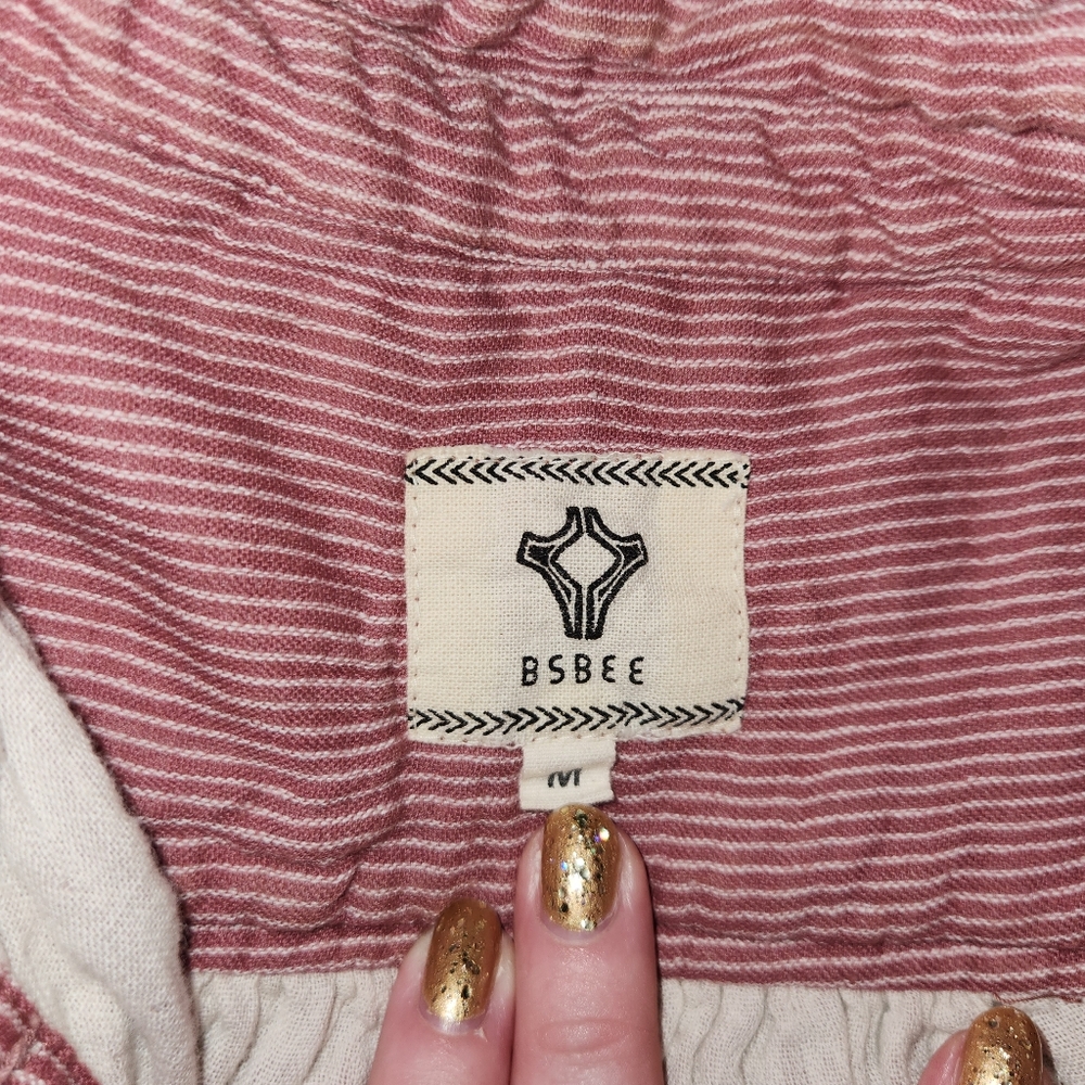 BSBEE 100% Cotton Blouse Button Up Henley Shirt - Picture 2 of 4